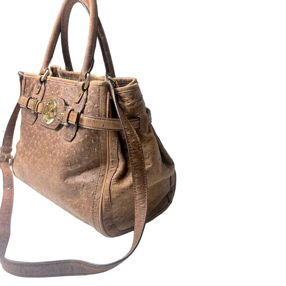 Michael Kors Hudson Ostrich‎ Leather Crossbody Satchel Handbag